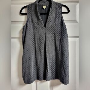 Ecru Womens Silk Gray Sleeveless  Top Size L